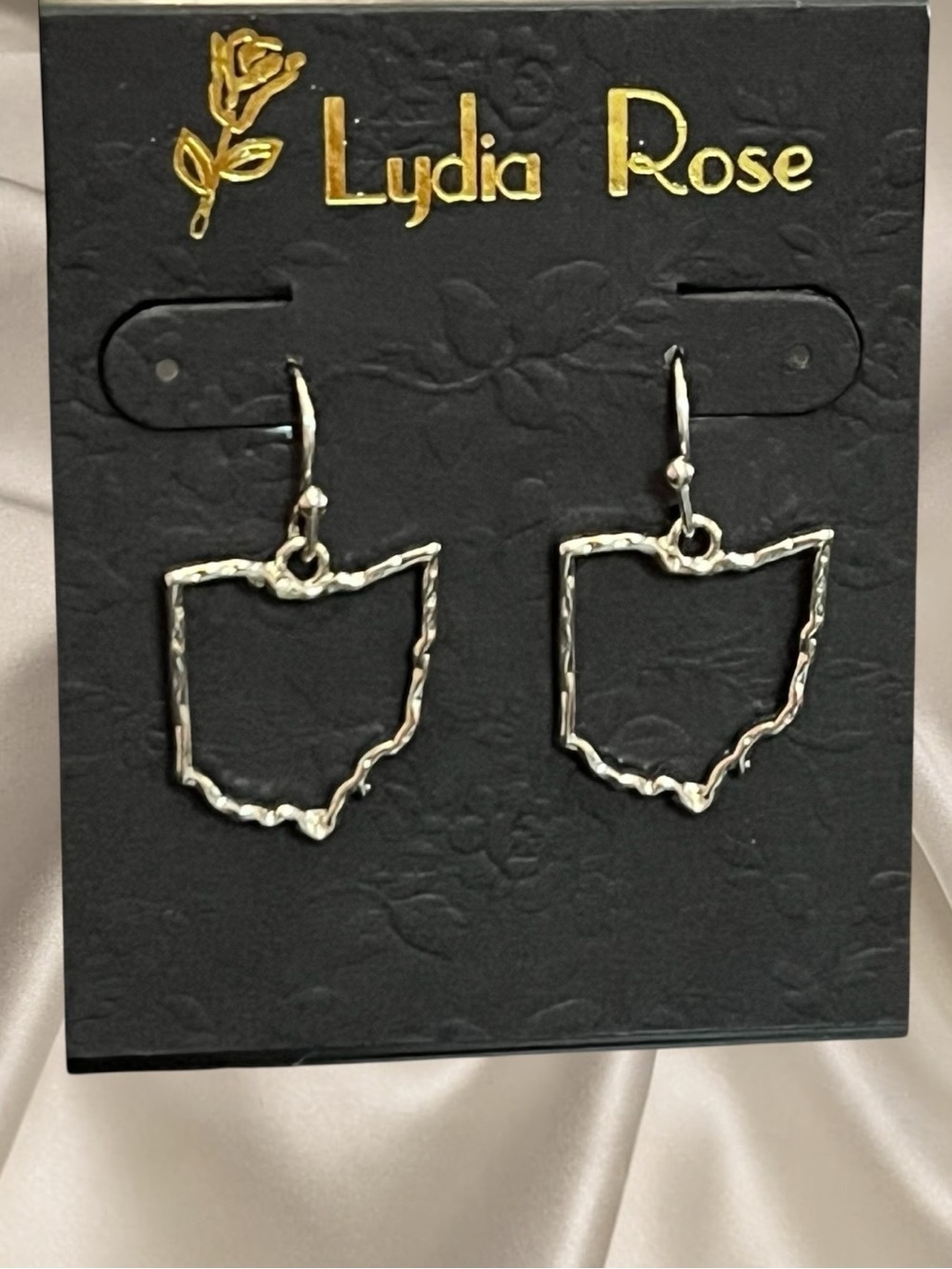 Silver tone Ohio Outline Drop Earrings
